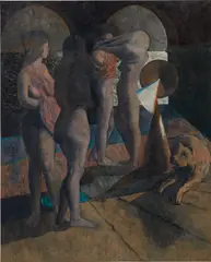 Armando Morales, Four Bathers and a Dog, 1987, oil on canvas
