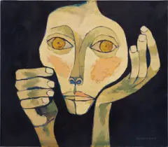 Untitled by Oswaldo Guayasamín, 1980, oil on canvas, sold Nov 2017