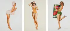 Three works: (i-iii) Untitled by Hajime Sorayama, gouache and watercolor on paperboard, sold Sep 2017