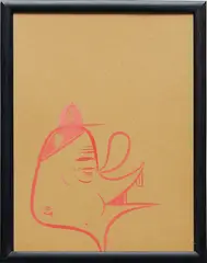 Art Piece #13 by Barry McGee, 2007, acrylic on paper, in artist's frame, sold Sep 2017