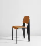 Jean Prouvé, "Semi-metal” chair, model no. 305, 1950, painted steel, beech-veneered plywood, rubber and aluminum