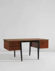 "Standard desk" by Jean Prouvé, 1942, painted steel, oak and laminate-covered wood, sold Sep 2017