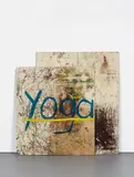 Oscar Murillo, Yoga, 2012, oil, oilstick, dirt and graphite on canvas, in 2 parts