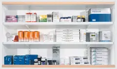 Damien Hirst, Untitled aaaa, 1992, glass, painted MDF, cardboard, steel, plastic, aluminum and pharmaceutical packaging