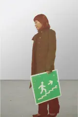Michelangelo Pistoletto, La Ragazza della scala, 1962, silkscreen on polished stainless steel