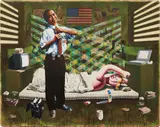 Ashley Bickerton, L.W.S.2, 2001, acrylic, aniline dye, oil, pencil and photograph on wood