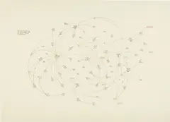 Mark Lombardi, Bill Clinton, the Lippo Group, and Jackson Stephens of Little Rock, Arkansas (3rd version), 1998, colored pencil and graphite on paper