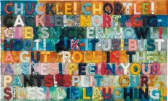 Chuckle by Mel Bochner, 2014, monoprint with collage, engraving and embossment on hand-dyed Twinrocker handmade paper, sold Nov 2017