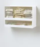 Damien Hirst, Love Will Tear Us Apart, 1995, Plexiglas, sintra cabinet, surgical syringes, needles