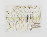 La Moissonneuse (The Combine-harvester), for Hommage à Leonardo da Vinci (American Inventions) by Salvador Dalí, 1975, Drypoint with extensive hand-coloring in gouache, on Rives BFK paper, with full margins, sold Apr 2017