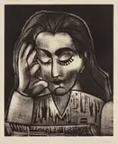 Jacqueline lisant (Jacqueline Reading) by Pablo Picasso, 1962, Linocut, on Rives BFK paper, with full margins, sold Apr 2017