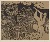 Danseurs et Musicien (Dancers and Musician) by Pablo Picasso, 1959, Linocut in colors, on Arches paper, with full margins, sold Apr 2017