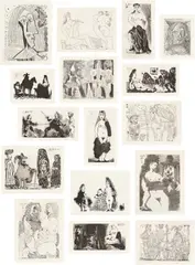 La Célestine by Pablo Picasso, 1977, The complete set of 66 etchings with text by Fernando de Rojas, bound in the original book cover with with parchment boa, sold Apr 2017