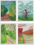 March 19; March 21; May 16; and May 18, from The Arrival of Spring in Woldgate, East Yorkshire in 2011 (twenty eleven) by David Hockney, 2011, Four iPad drawings in colors, printed on wove paper, with full margins, sold Apr 2017