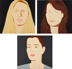 Three Portraits by Alex Katz, 2012, The complete set of three screenprints in colors, on Rising Museum board, the full sheets, sold Apr 2017