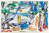 Roy Lichtenstein, Moonscape, from Landscape Series, 1985, Lithograph, woodcut and screenprint in colors, on Arches 88 paper, with full margins