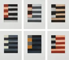 Sean Scully, Enter Six, 1998, The complete set of six etchings and aquatint in colors, on Somerset paper, with full margins, all contained in the original dark blue fabric-covered portfolio with title and artist's name inset in the front cover