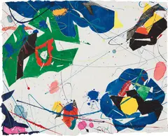 Untitled (SF-03-AP) by Sam Francis, 1985, Monotype with oil paint, powdered pigment and ink in colors, on wove paper, the full sheet, sold Apr 2017