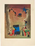 Le chien bleu (The Blue Dog) by Joan Miró, 1958-59, Etching and aquatint in colors, on Rives BFK paper, with full margins, the colors fresh, sold Apr 2017