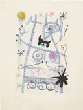 Joan Miró, Les forestiers (bleu) (The Foresters - blue), 1958, Aquatint in colors, on Rives BFK paper, with full margins