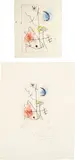 Joan Miró, Le grillon (The Cricket): two impressions, 1958, Two drypoints including one with hand-coloring and one with aquatint in colors, on Rives BFK paper, with full margins
