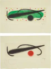 Fusée (Rocket): two plates by Joan Miró, 1959, Two aquatints in colors, on pale green wove paper, with full margins, sold Apr 2017