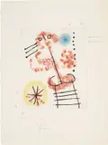 Feuilles éparses (Scattered Leaves): one plate by Joan Miró, 1957/1965, Etching and aquatint in colors, on wove paper, with full margins, sold Apr 2017