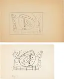 [Visage/Oiseau]: two works by Joan Miró, 1959, Graphite drawing and a soft-ground etching, on heavy tracing paper and Rives BFK paper respectively, with full margins, sold Apr 2017