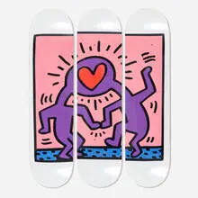 Keith Haring, Big Heart skateboard decks (triptych), transfer-printed maple plywood