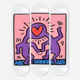 Keith Haring, Big Heart skateboard decks (triptych), transfer-printed maple plywood