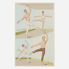 Paul Cadmus, Four Ballet Positions, screenprint in colors with hand-coloring