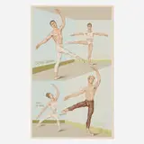 Paul Cadmus, Four Ballet Positions, screenprint in colors with hand-coloring