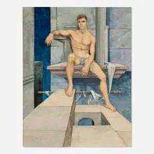 John Lear, Youth and Antiquity, 1961, watercolor on illustration board