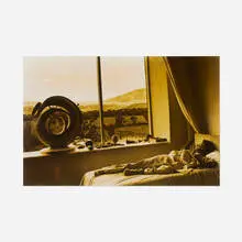 Bruce Weber, Calvin Klein on Georgia O'Keeffe's Bed, split-toned gelatin silver print
