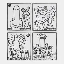 Keith Haring, Four works from the Lucio Amelio suite, 1983, offset lithograph