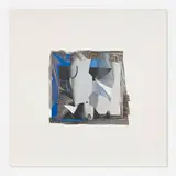 Larry Bell, Medium Size Mirage Study #8, 1993, collage with aluminum and silicon monoxide on white canvas