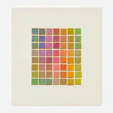 Channa Horwitz, Sampler, 1986, plaka and gold leaf on Mylar