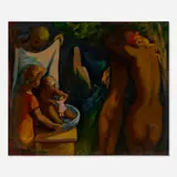 Lorser Feitelson, Filial Love No. 3 (Group and Bathing Infant), 1943, oil on canvas