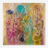 Hunt Slonem, New Line, 2017, oil and acrylic with diamond dust on canvas