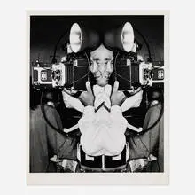 Weegee, Untitled Distortion (Man with Camera), c. 1950, vintage gelatin silver print