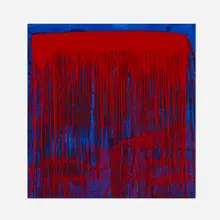 Pat Steir, Red/Blue Berlin Waterfall, 1993, screenprint in colors