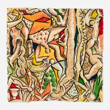 Gronk, The Return of Scholarship, 1998, woodcut in colors on handmade paper