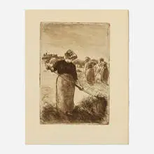 Les faneuses (from Théodore Duret's Histoire des peintres impressionistes) by Camille Pissarro, etching, sold Jun 2026