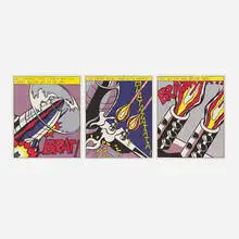 Roy Lichtenstein, As I Opened Fire (triptych), 1966, offset lithograph in colors on wove paper