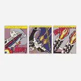 Roy Lichtenstein, As I Opened Fire (triptych), 1966, offset lithograph in colors on wove paper