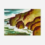Milford Zornes, Rocks and Shore at San Simeon, watercolor on paper