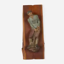 Harry Rosin, Lumberjack, oil on plaster and walnut