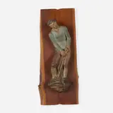 Harry Rosin, Lumberjack, oil on plaster and walnut