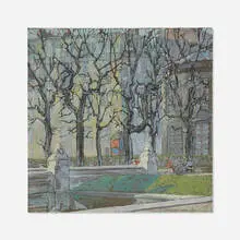 Odo Dobrowolski, La fontaine de l'odévatoire, pastel on paper
