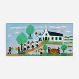 Clementine Hunter, Untitled (Funeral Procession), c. 1970, oil on panel